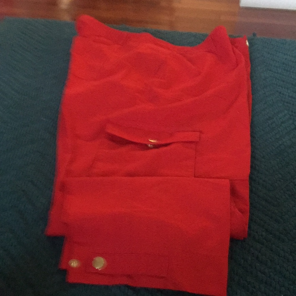 Red capris by Ralph Lauren with gold buttons